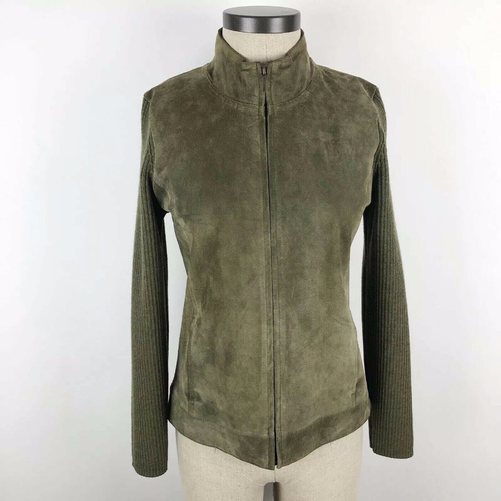 Pendleton Green Leather Merino Wool Petite Small - Picture 2 of 8